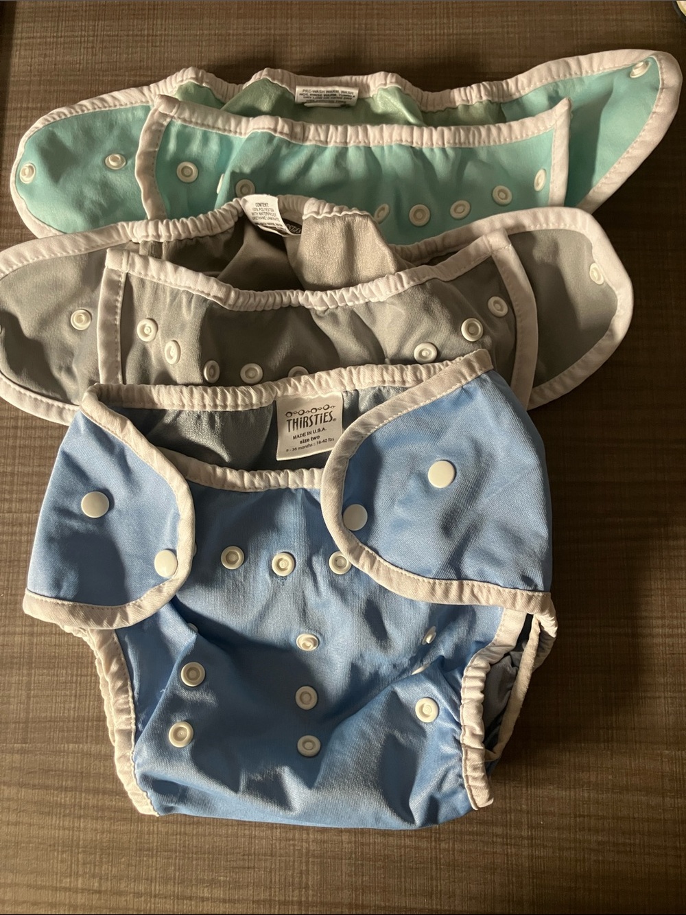 Thirsties Adjustable Diaper Covers - Blue, Gray & Mint (3-Pack)